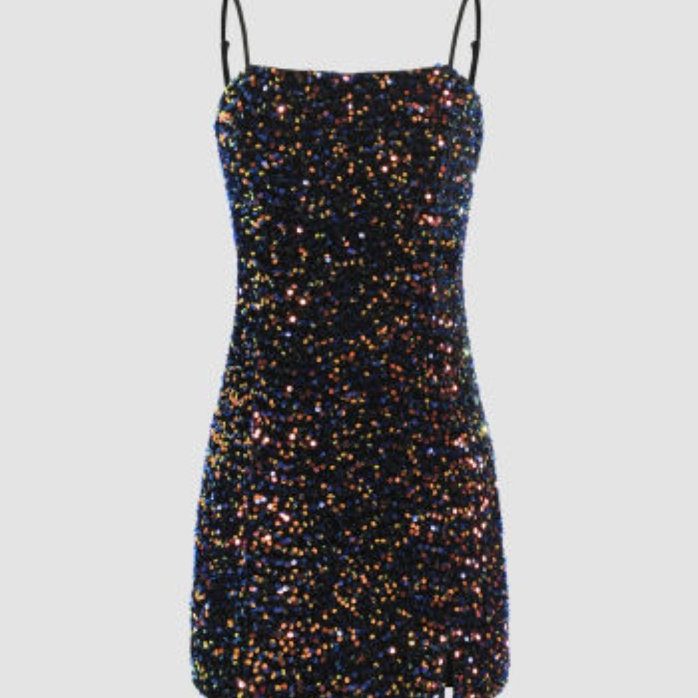 Cider Sequin Cami Split Mini Dress. Size: XL, NWT